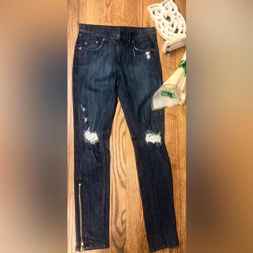 Carmar Dark Blue Distressed Skinny Jeans